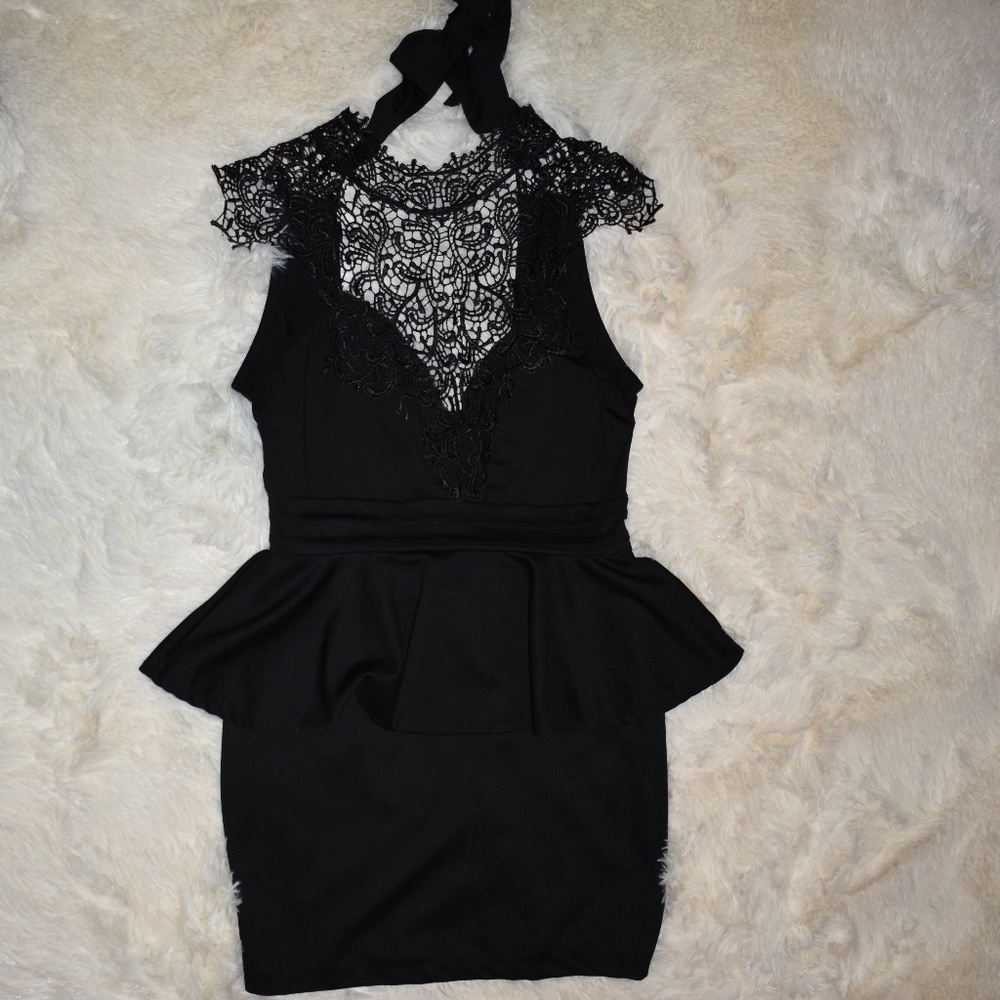 Sexy Mini Black Peplum Dress